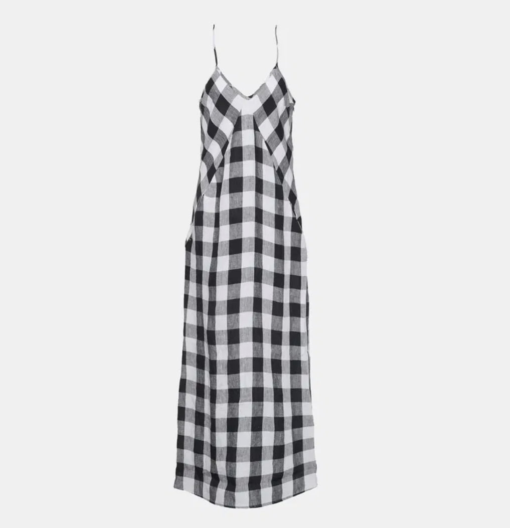 BARBOUR MAYA PLAID LINEN DRESS