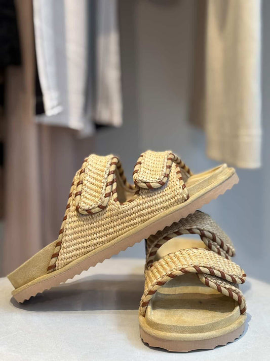 COLORS OF CALIFORNIA TWO STRAP SANDAL IN RAFFIA HC.BIOW606