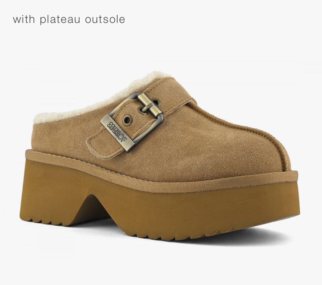 Colors of California Cow suede sabot with plateau outsole HC.HELEN03