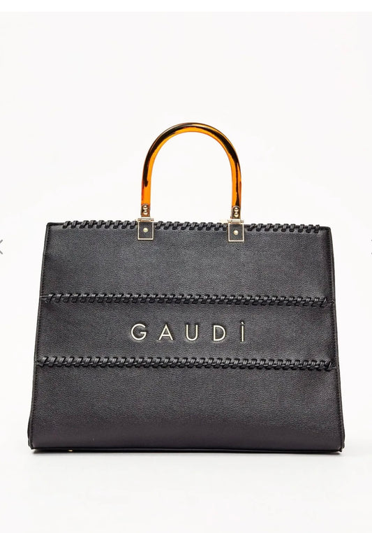 GAUDI BLACK  faux leather shopping bag V5AE-12750