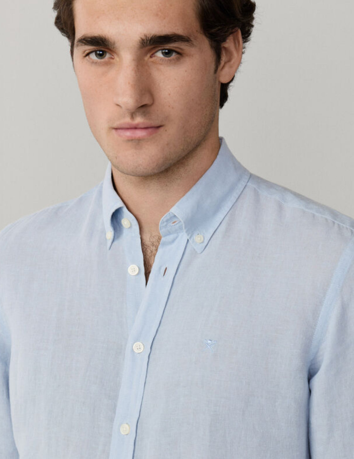 HACKETT Tailored Fit Garment Dyed Linen Shirt HM3010636