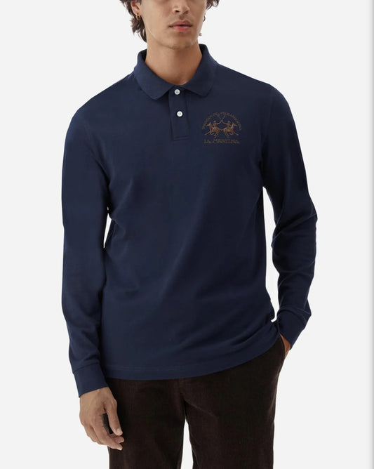 LA MARTINA Men's stretch piqué polo shirt MBP003