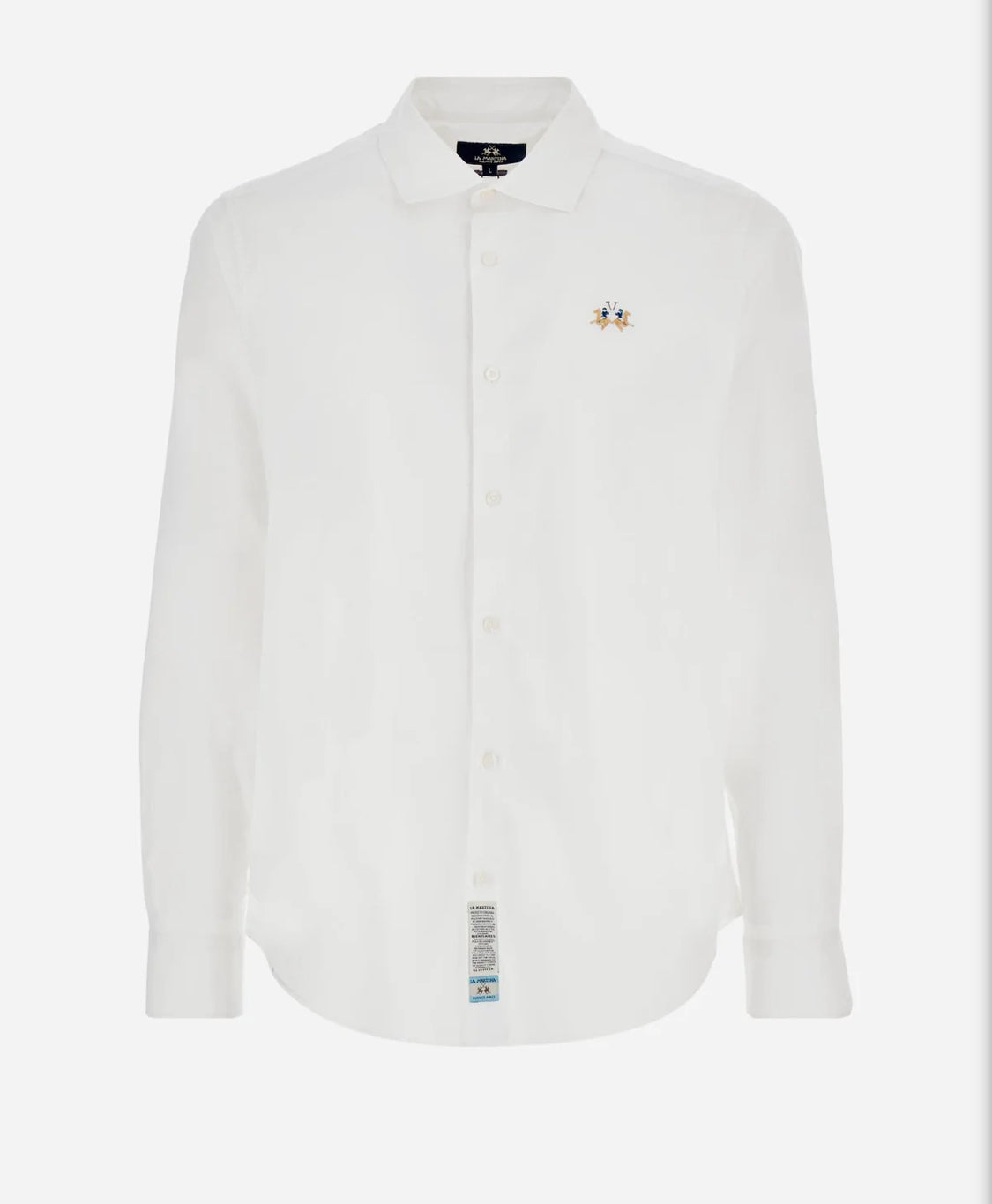 LA MARTINA BASIC Slim-fit cotton shirt with semi-cutaway collar MBC002