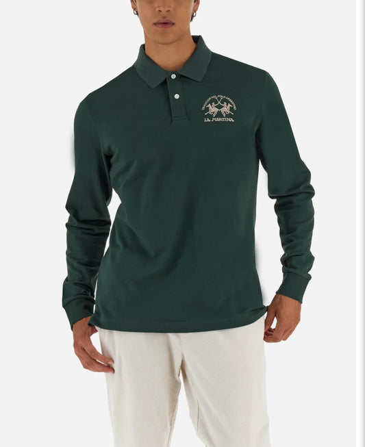 LA MARTINA Men's stretch piqué polo shirt MBP003