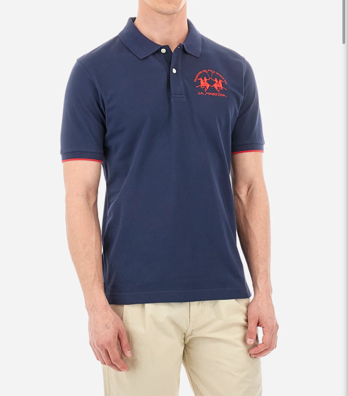 La Martina man BASIC Polo Neck T-Shirt NAVY CCMP01