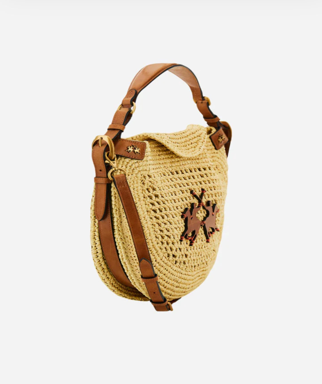 LA MARTINA WOMAN Raffia hobo bag with maxi logo and leather details - Luna Cord WCA020