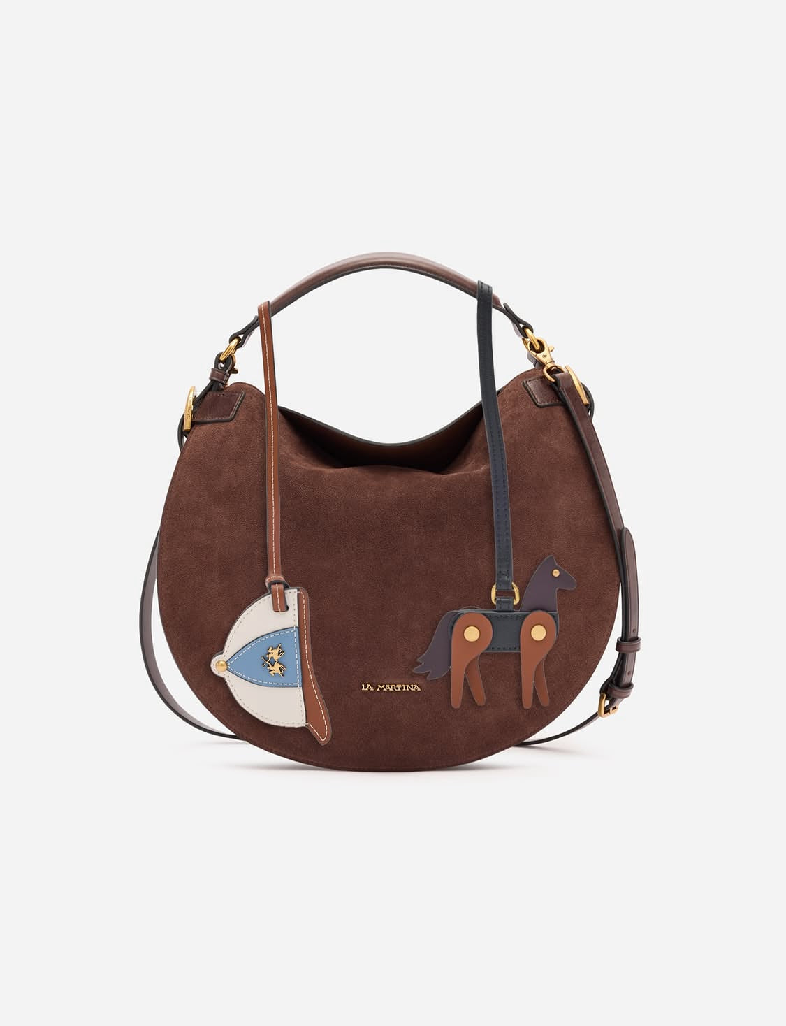LA Martina Suede hobo bag with leather details - Luna Hobo carry over