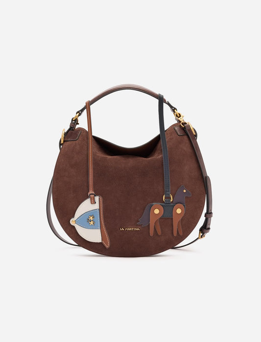 LA Martina Suede hobo bag with leather details - Luna Hobo carry over