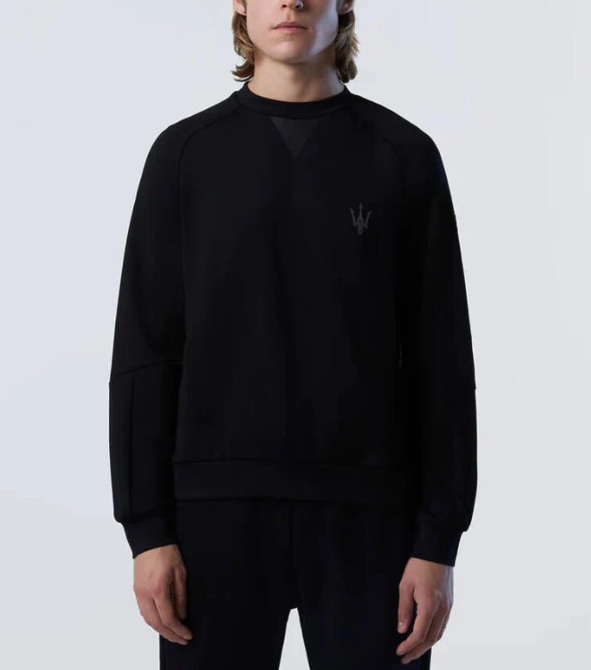 MASERATI SWEATSHIRT  CREW NECK BLACK IN SCUBA 45 2017 slim fit