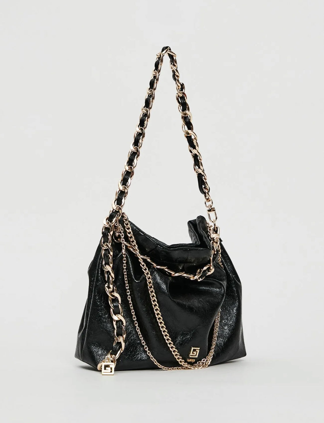 Gaudi Black bucket bag with chains