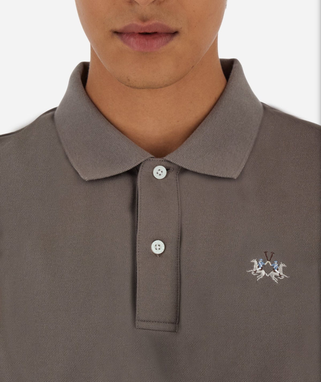 LA MARTINA BASIC Men’s stretch cotton piqué polo gabardine undercollar MBP004