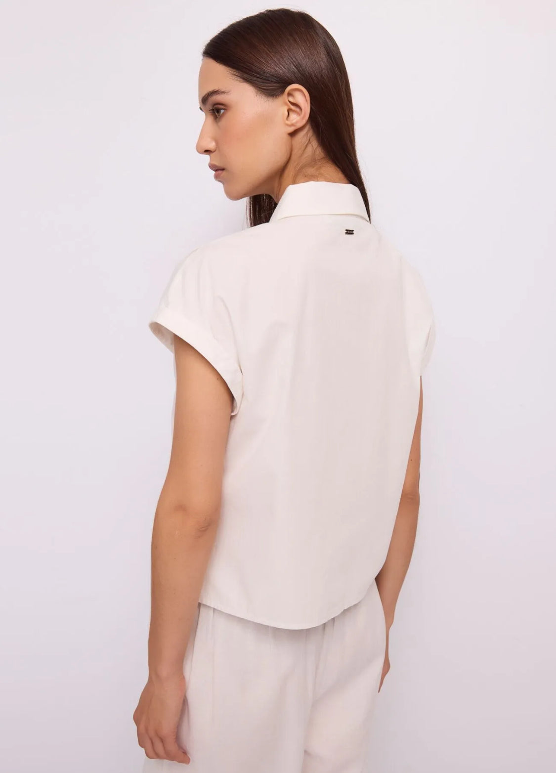 Gaudi Women's white shirt with embroidery and rhinestones 611FD45037