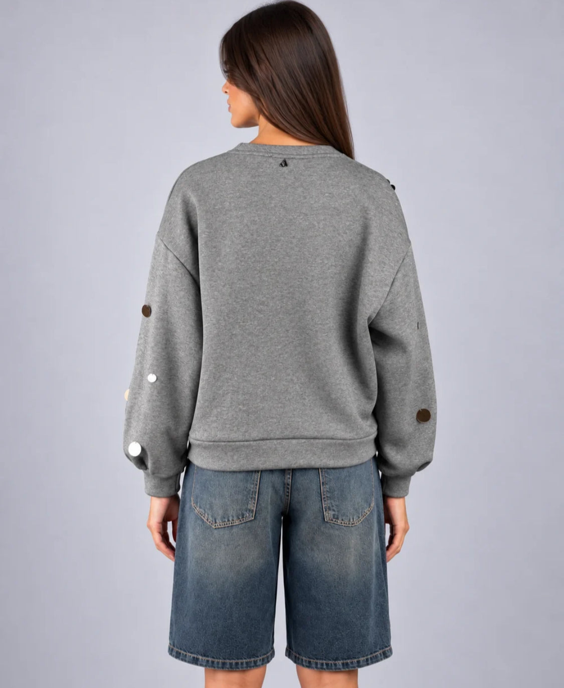 Dixie WOMEN'S GREY SWEATSHIRT WITH MAXI SEQUINS F853B002A