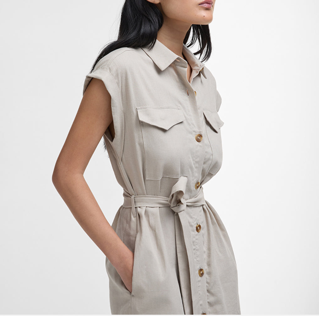 BARBOUR BIRDIE MAXI DRESS LIGHT SAND