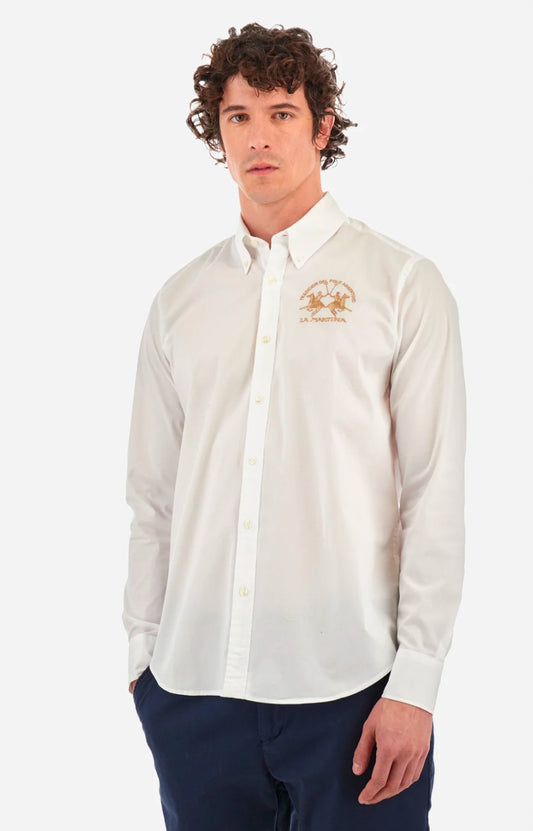 La Martina MAN BASIC SHIRT POPLIN STRETCH White Classic Shirt CCMC01