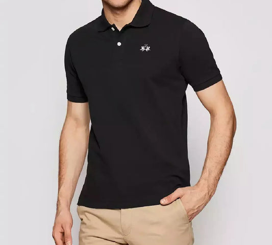 La Martina MAN BASIC SHORT SLEEVE BASIC Polo T-shirt BLACK BPMP01