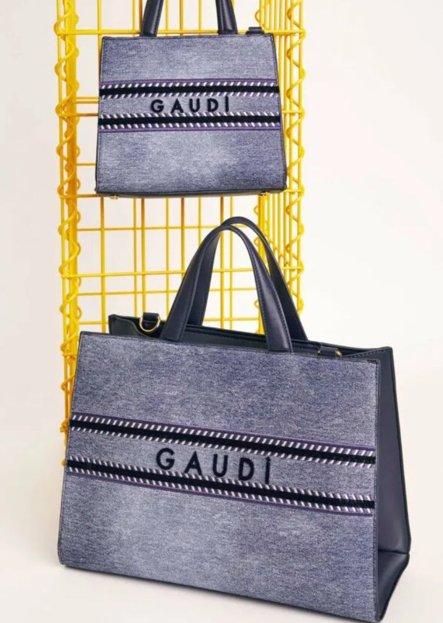 GAUDI Denim-effect shopping bag with shoulder strap V6AE-12741