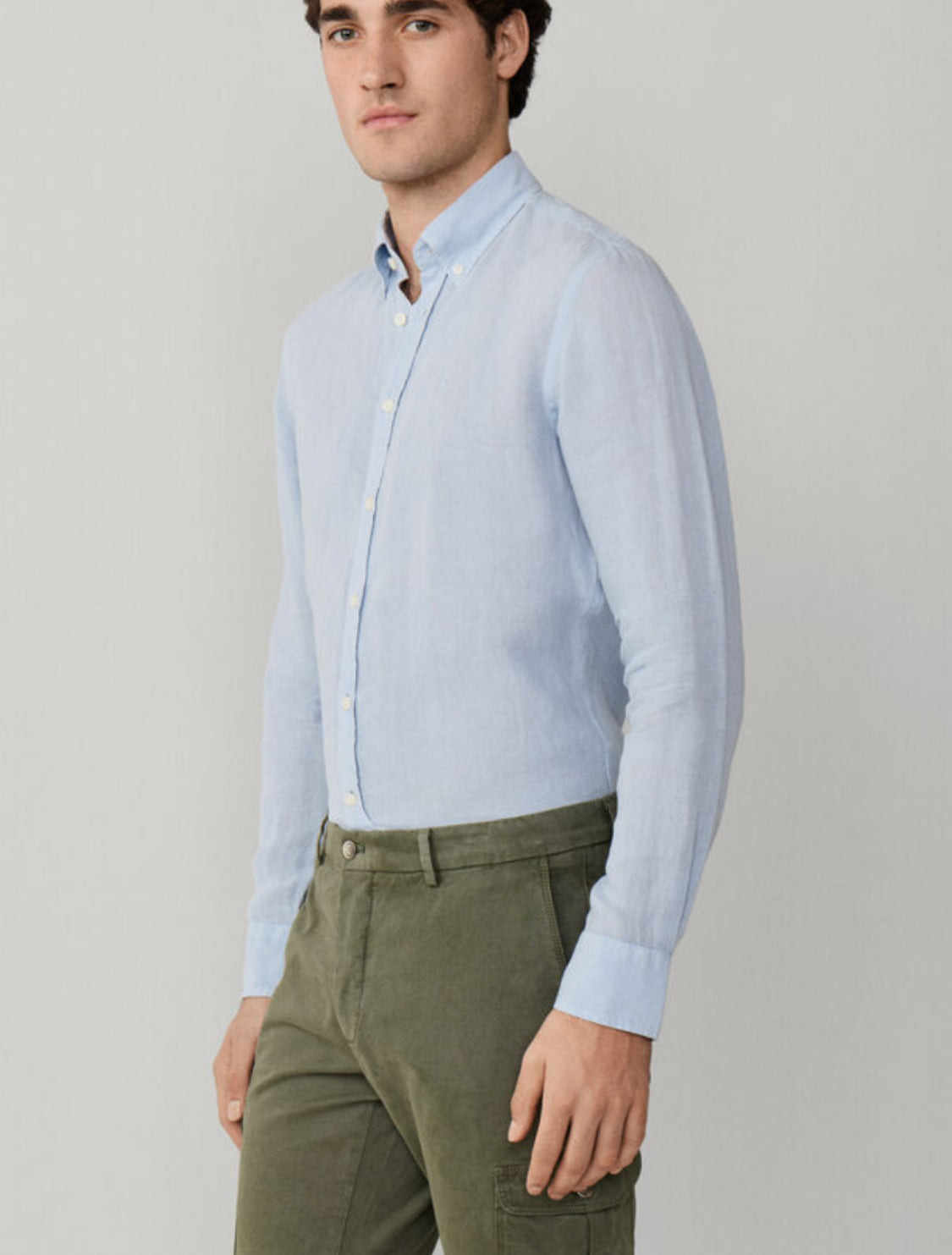 HACKETT Tailored Fit Garment Dyed Linen Shirt HM3010636