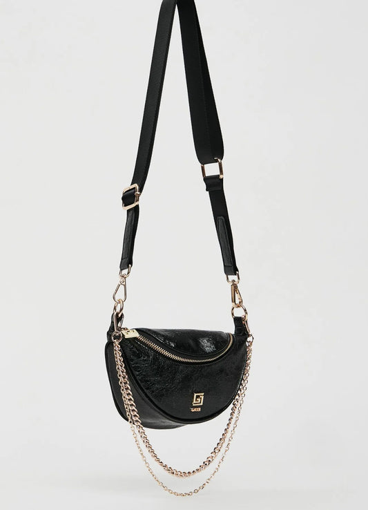 Gaudi Black crossbody bag with chains 12492