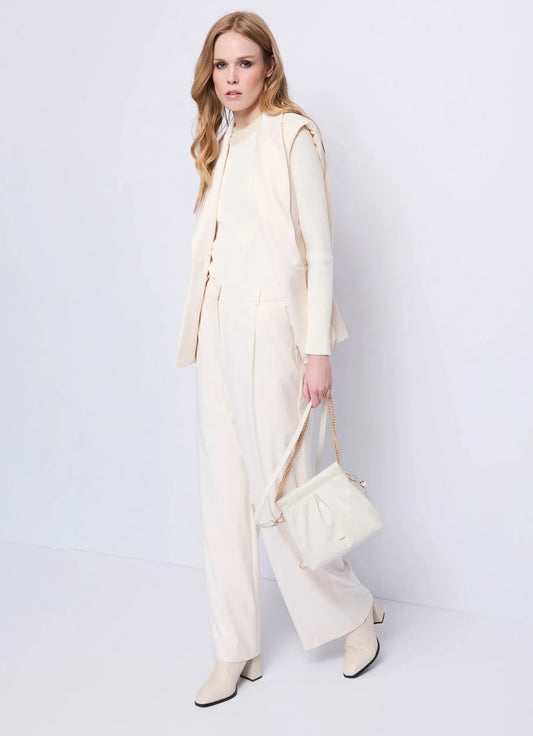 Gaudi Women's white sweater in yarn with pearls 521FD53036