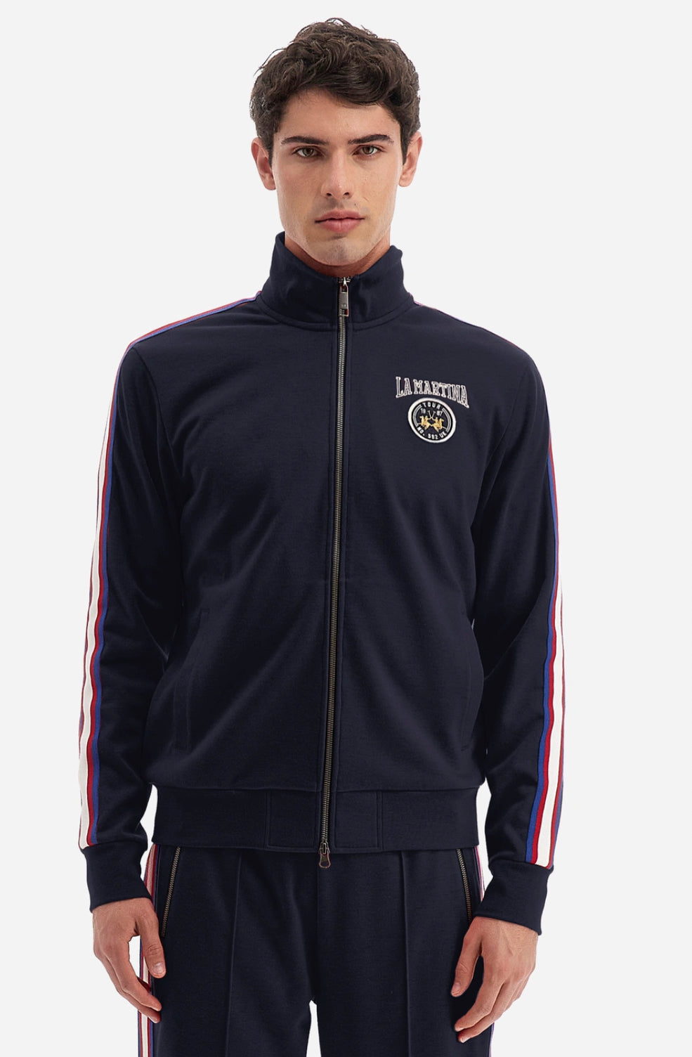 LA MARTINA MAN FULL ZIP INTERLOCK SWEATSHIRT FLEECE WMF304