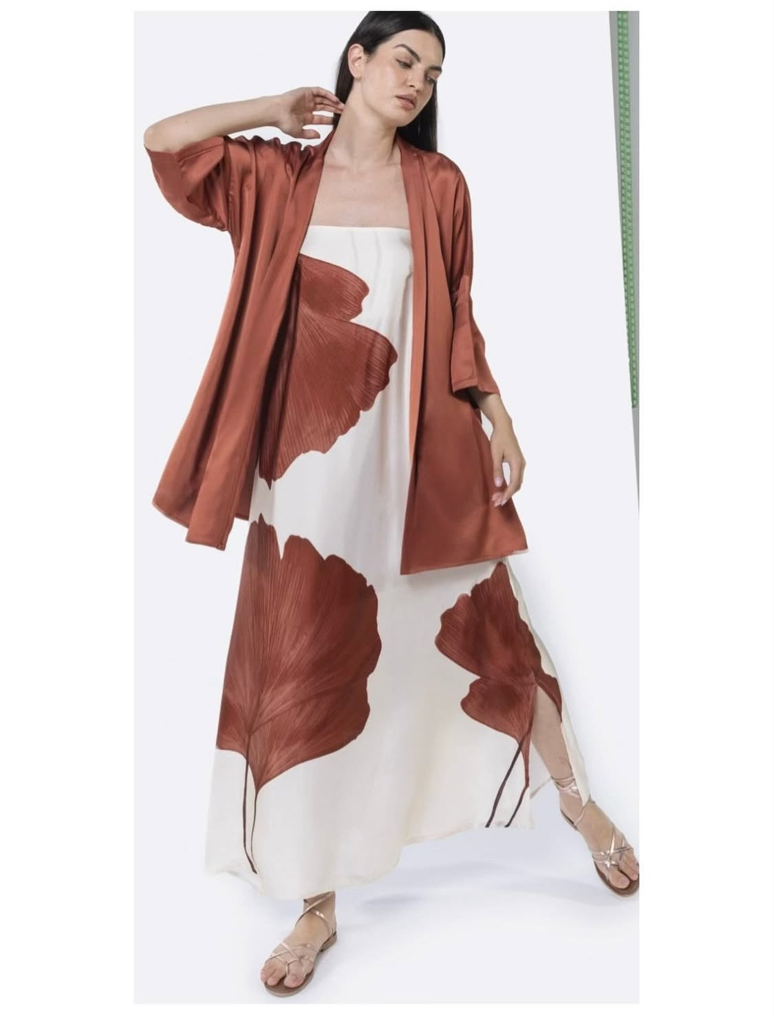 ANON LEAF LONGDRESS  A76SD085