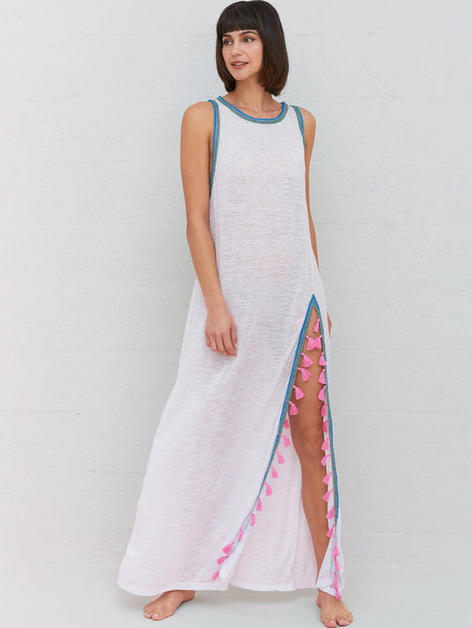 Pitusa WHITE Kaftan Tassel slit