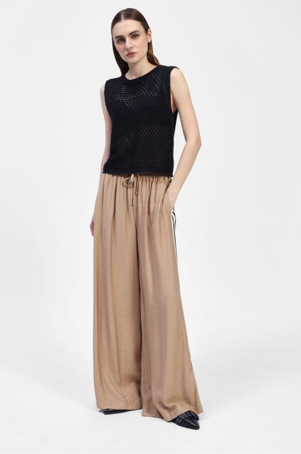 Dixie wide- leg trousers with side stripes ( set blouse)