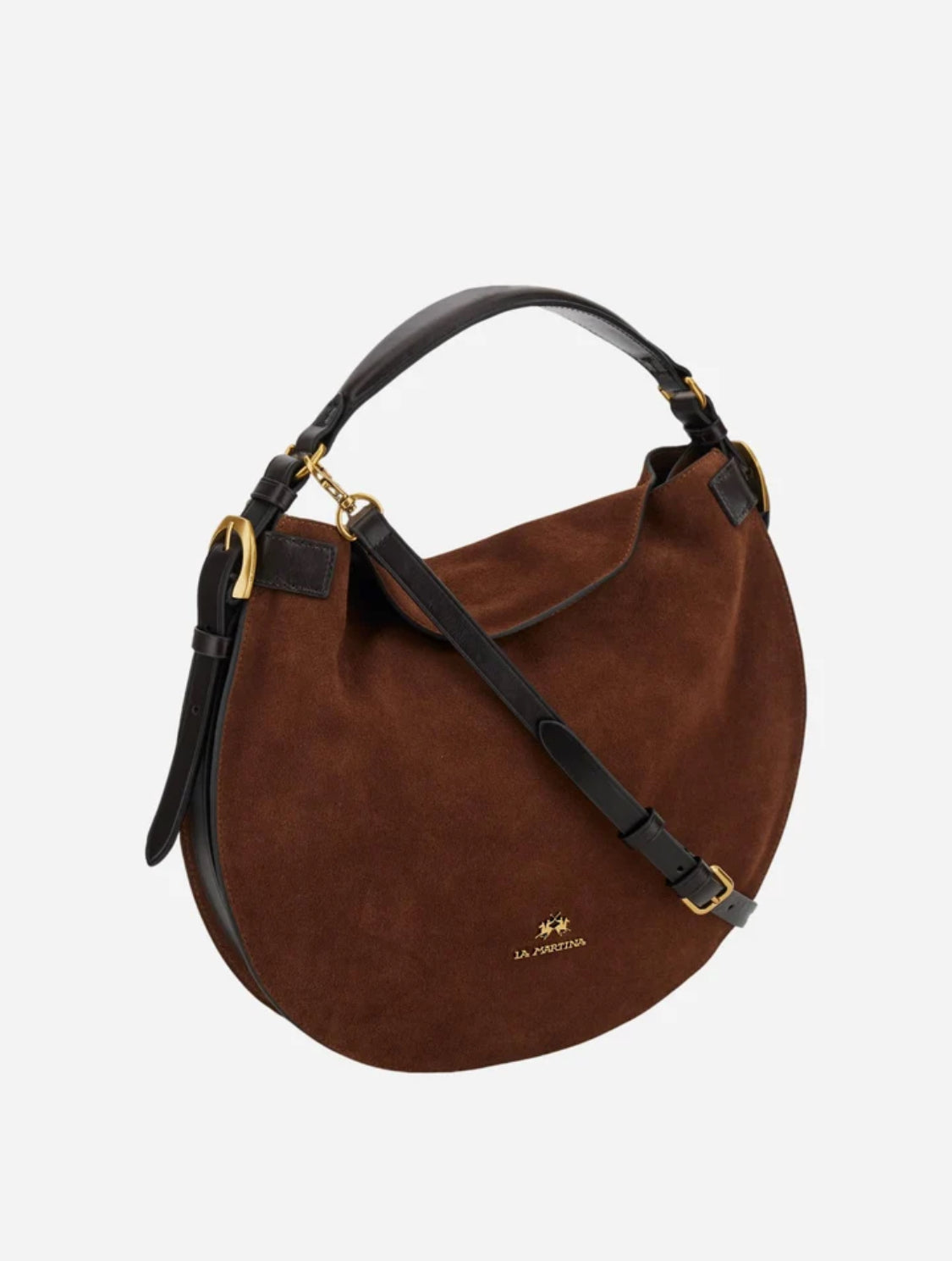 LA Martina Suede hobo bag with leather details - Luna Hobo carry over