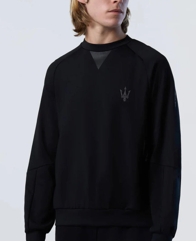 MASERATI SWEATSHIRT  CREW NECK BLACK IN SCUBA 45 2017 slim fit