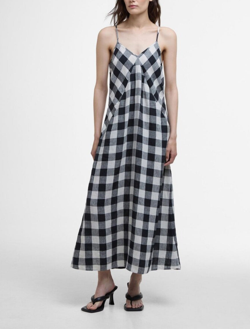 BARBOUR MAYA PLAID LINEN DRESS