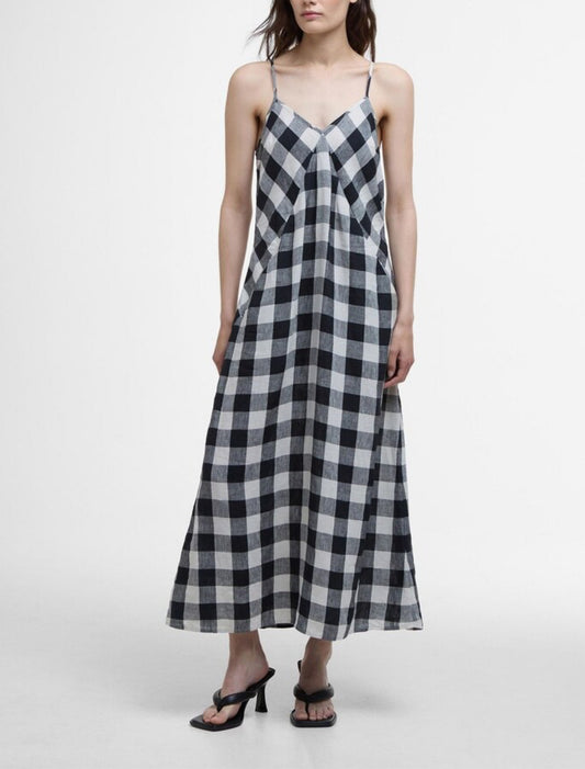 BARBOUR MAYA PLAID LINEN DRESS