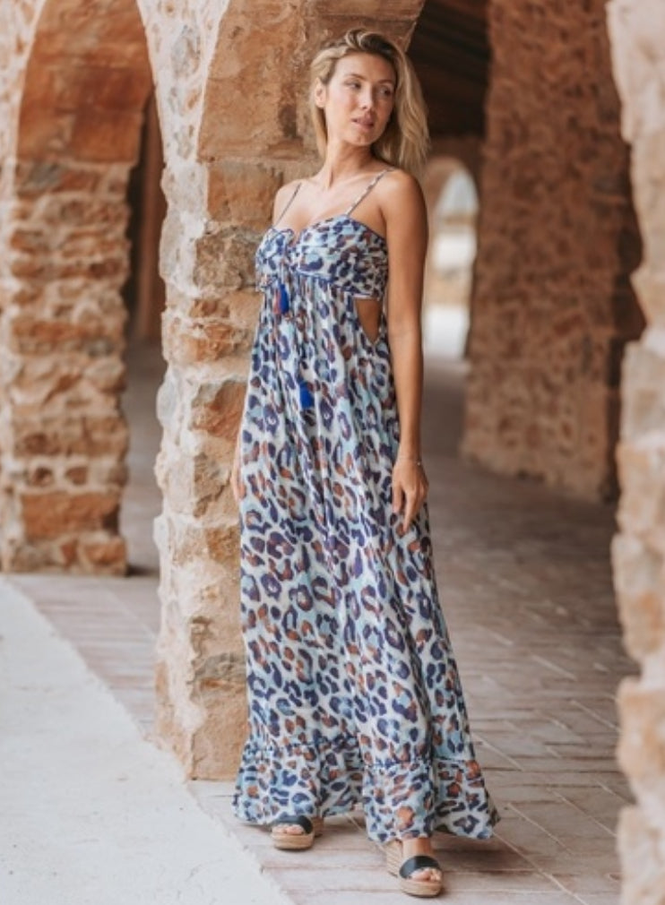 Isla long animal print dress 35384