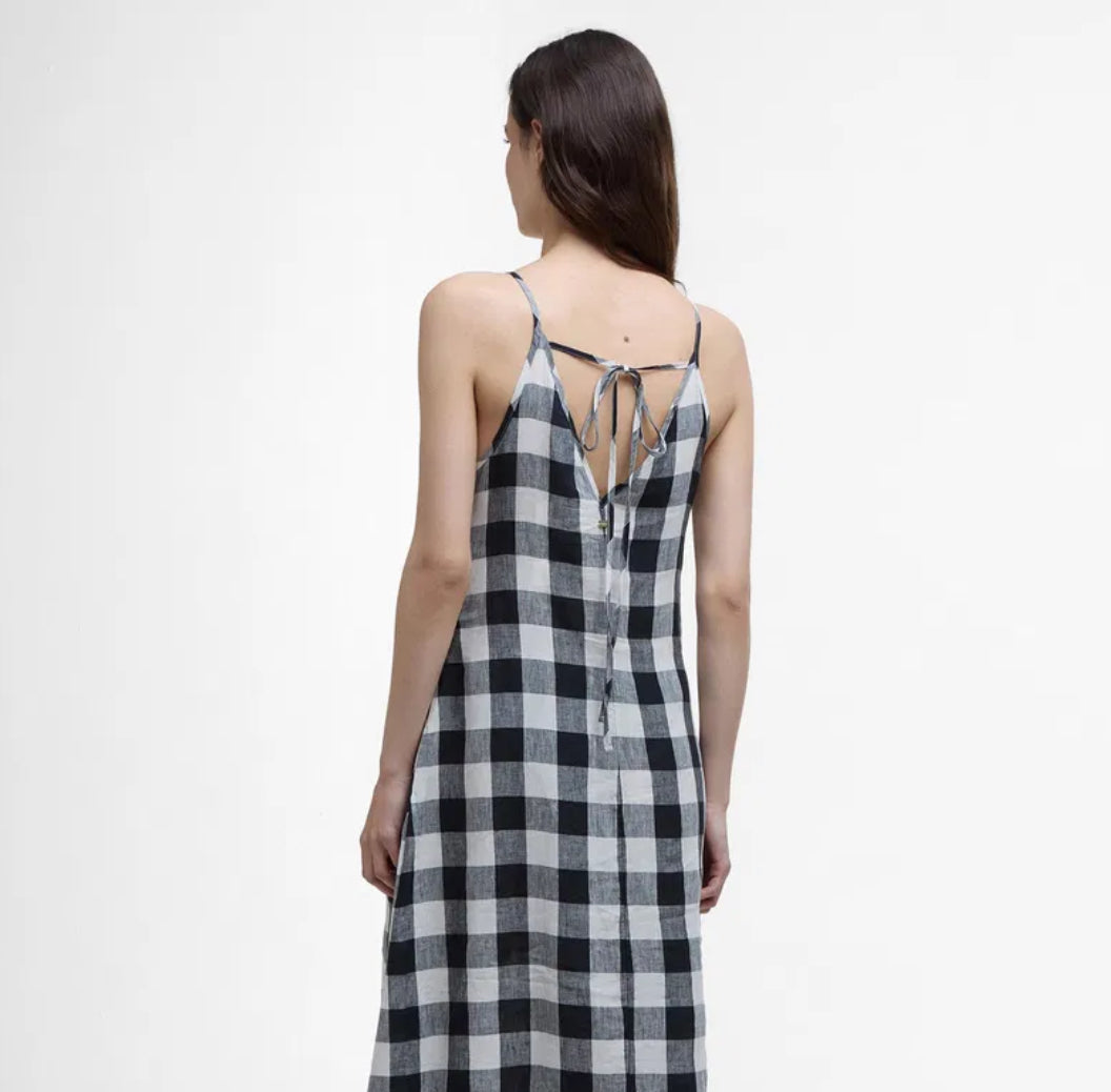 BARBOUR MAYA PLAID LINEN DRESS