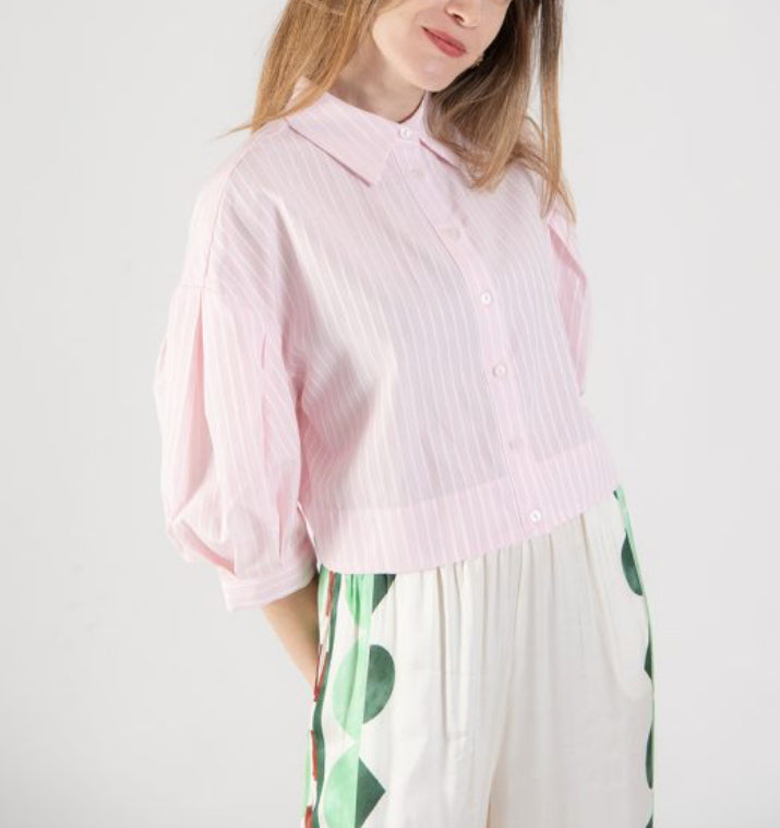 ANONYME  SOLID STRIPES SHIRT PINK P46SB243