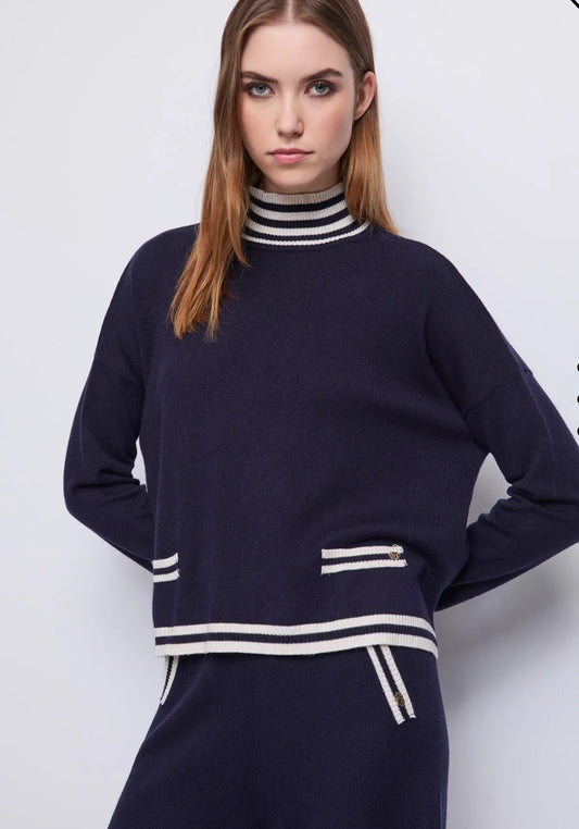 Gaudi BLUE SWEATER IN STRIPED YARN 521BD53007