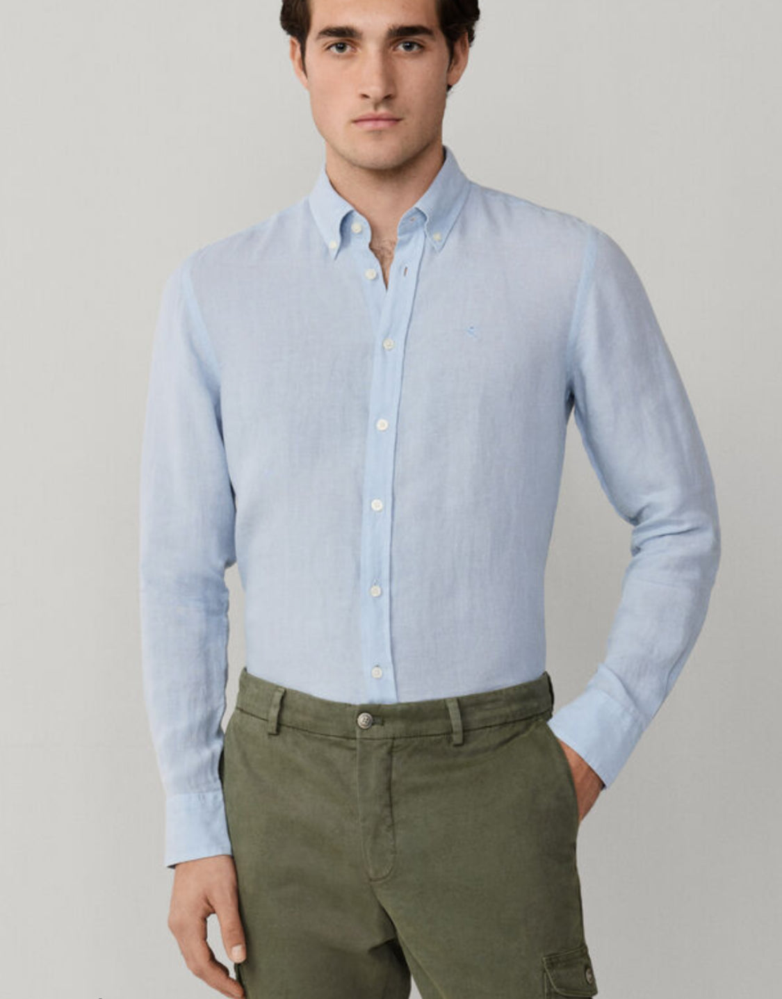 HACKETT Tailored Fit Garment Dyed Linen Shirt HM3010636