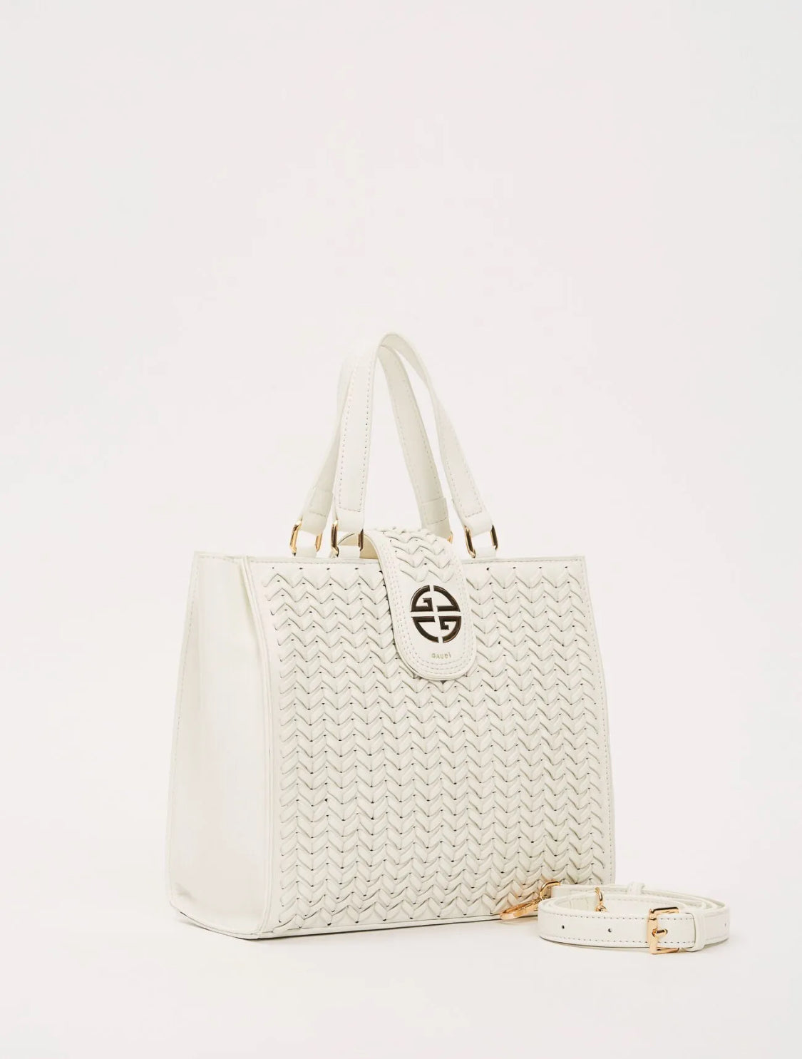 GAUDI White faux leather shopping bag V6AE-12860