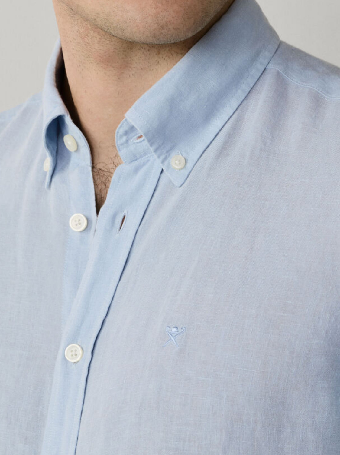 HACKETT Tailored Fit Garment Dyed Linen Shirt HM3010636