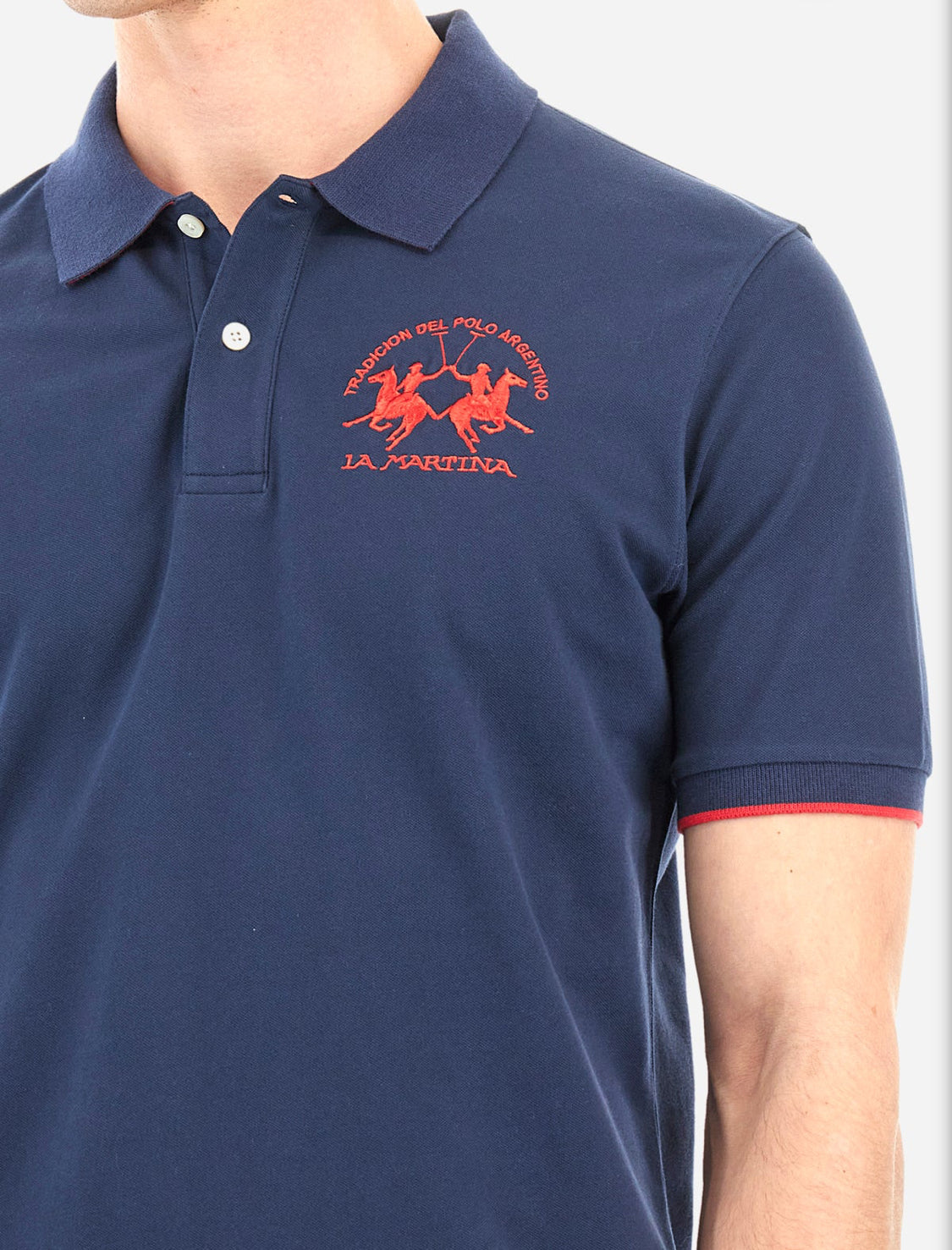 La Martina man BASIC Polo Neck T-Shirt NAVY CCMP01
