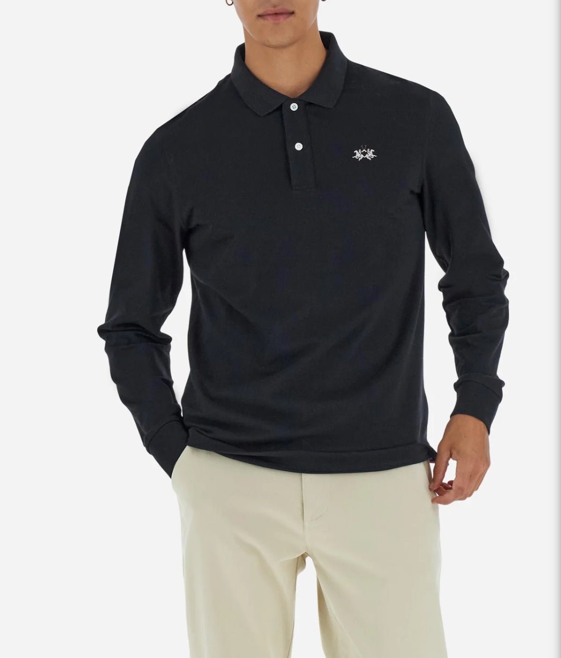 LA MARTINA BASIC Men’s stretch cotton piqué polo gabardine undercollar MBP004