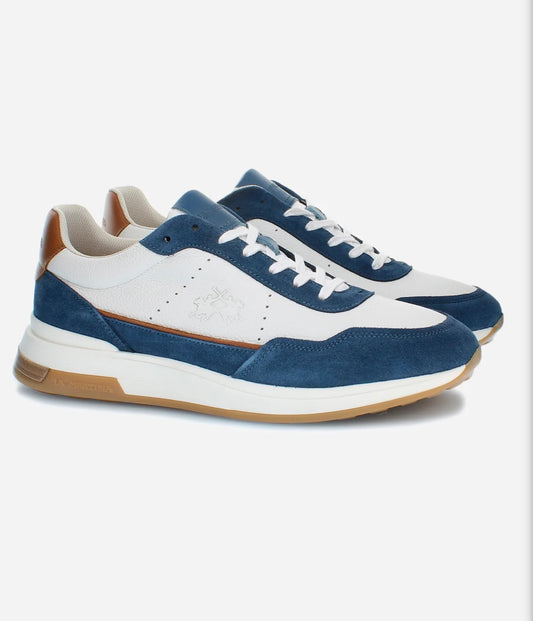 LA MARTINA MEN’S TRAINER IN LEATHER AND SUEDE WITH CONTRASTING INSERTS