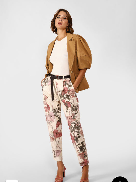 DIXIE WOMAN TROUSER CARGO FLOWER PRINT PDBTUKPA