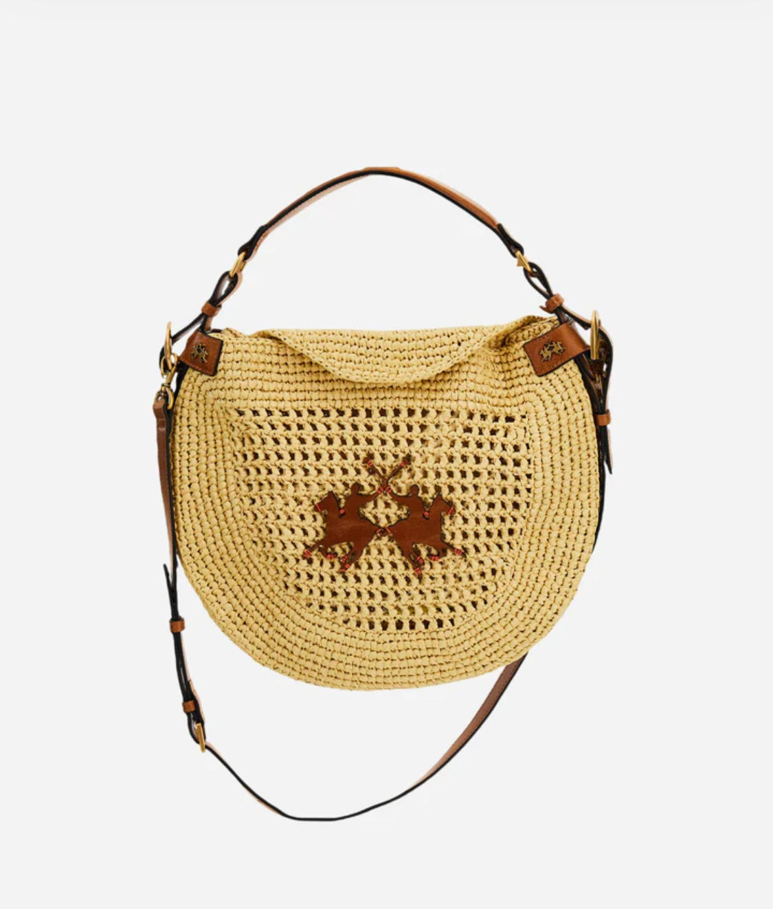 LA MARTINA WOMAN Raffia hobo bag with maxi logo and leather details - Luna Cord WCA020