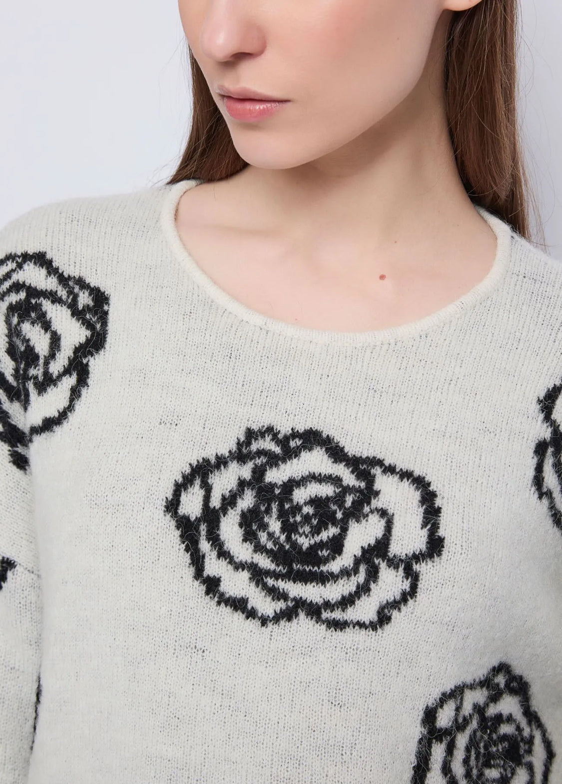Gaudi Women's white sweater with jacquard pattern