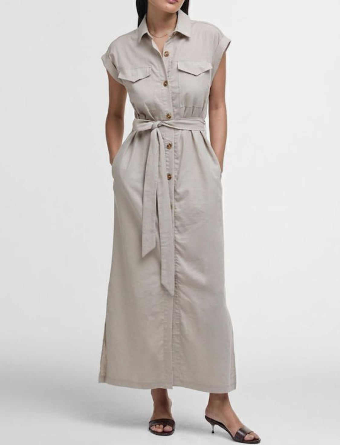BARBOUR BIRDIE MAXI DRESS LIGHT SAND