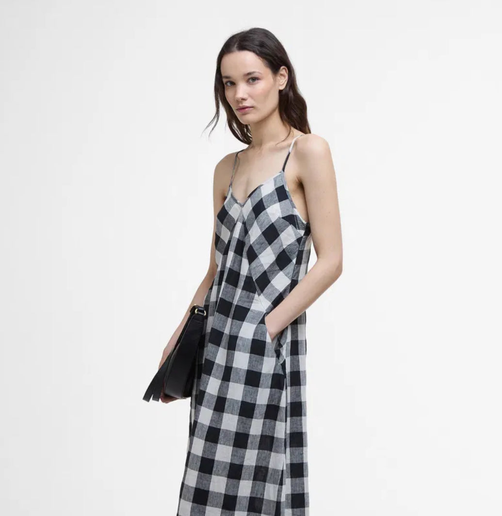 BARBOUR MAYA PLAID LINEN DRESS