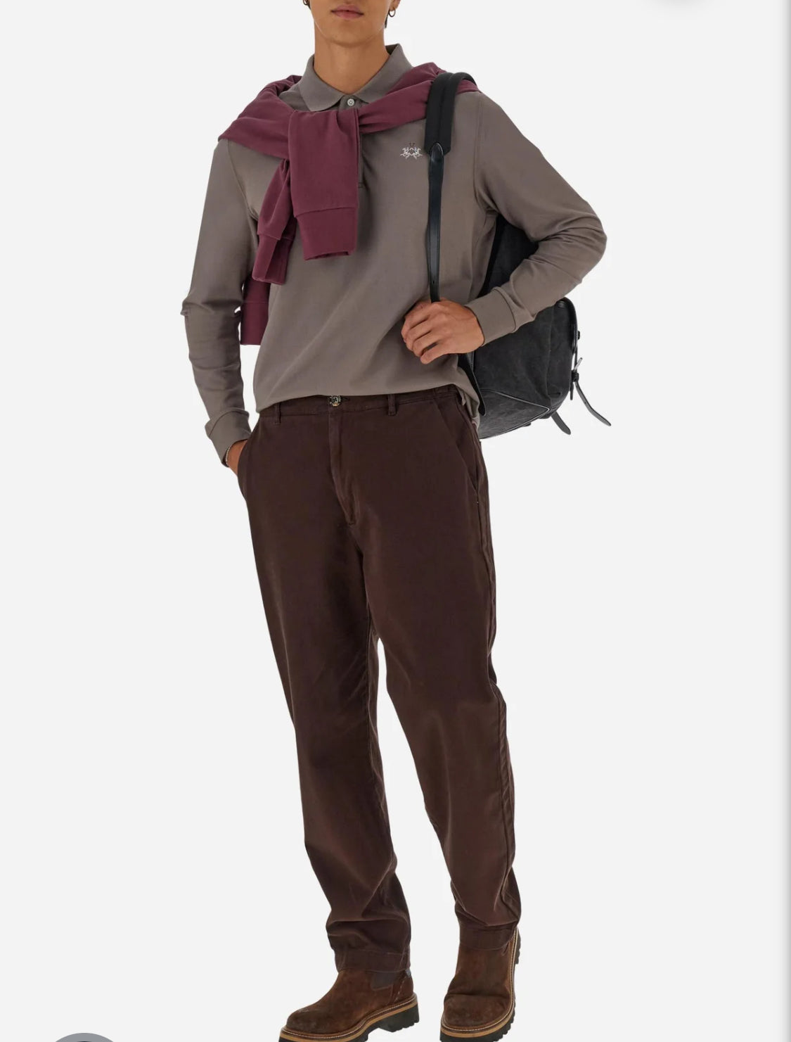 LA MARTINA BASIC Men’s stretch cotton piqué polo gabardine undercollar MBP004