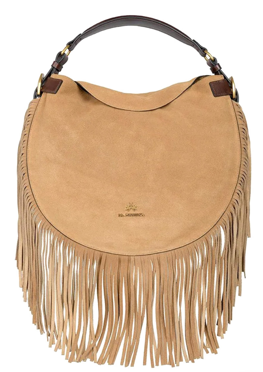 LA MARTINA WOMAN LUNA HOBO SUEDE FRINGE WCA020