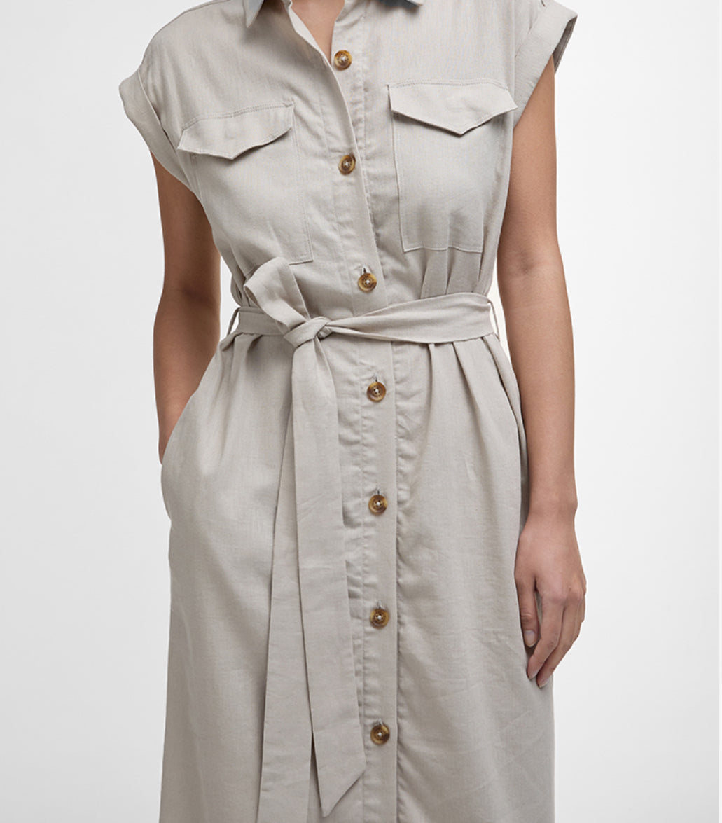 BARBOUR BIRDIE MAXI DRESS LIGHT SAND